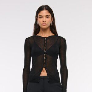Abercrombie Sheer Slash Cardigan - L - Black